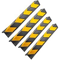 PrimeMatik - Protector de Goma Reflectante de 80cm para Esquinas en Color Negro y Amarillo 4-Pack